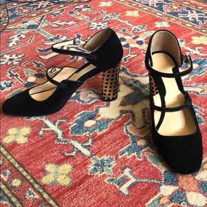 Chelsea Paris Mary Janes w/ Gold Polka Dot Heel